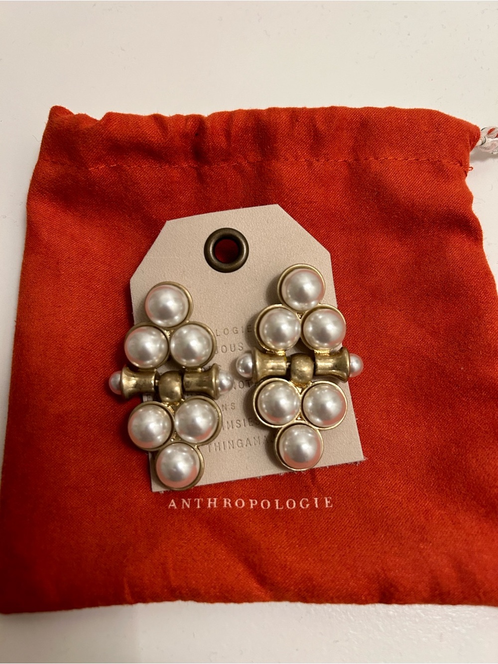Anthropologie Gold-Tone Pearl Cluster Earrings